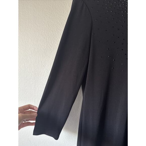 Calvin Klein Women’s Size 4 Black Beaded Evening Dress 3/4 Sleeve Keyhole Glam - Picture 5 of 8